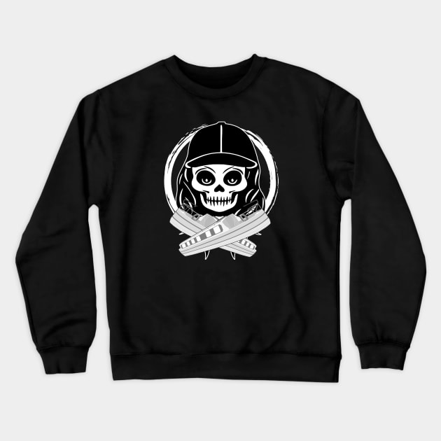 Gongoozler Skull and Crossed Narrowboats White Logo Crewneck Sweatshirt by Nuletto